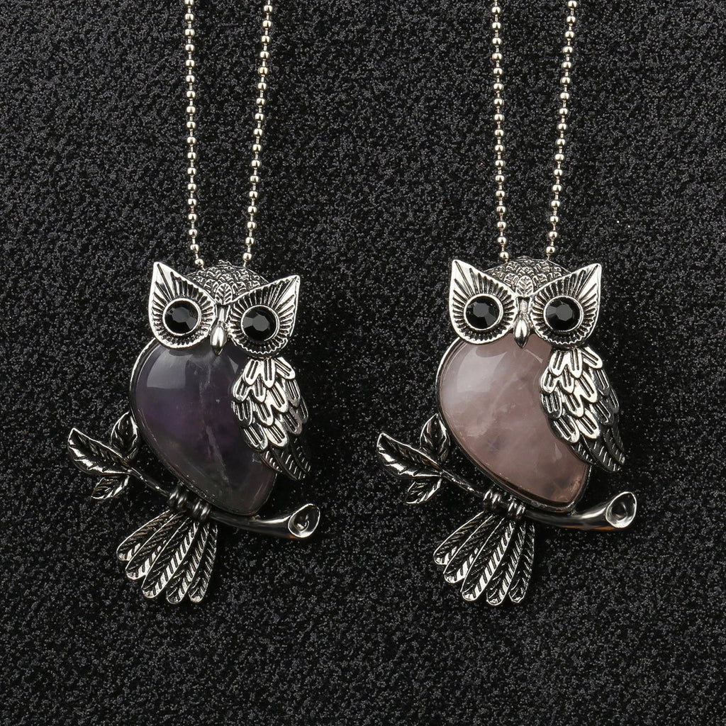 1pcs Owl Shape Charms Pendant Natural Quartz Crystal Stone Necklace Beads for Jewelry Making Diy Necklace Crafts Accessories