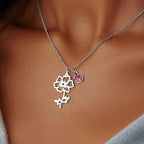 12 Months Birthstone Birth Flower Necklace For Women Stainless Steel Jewelry Birthday Gifts