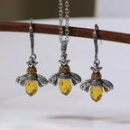 Water Drop Styling retro Bee Necklace Earrings set women's fashion charm accessories
