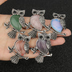 1pcs Owl Shape Charms Pendant Natural Quartz Crystal Stone Necklace Beads for Jewelry Making Diy Necklace Crafts Accessories