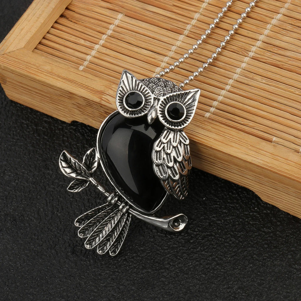 1pcs Owl Shape Charms Pendant Natural Quartz Crystal Stone Necklace Beads for Jewelry Making Diy Necklace Crafts Accessories