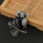 1pcs Owl Shape Charms Pendant Natural Quartz Crystal Stone Necklace Beads for Jewelry Making Diy Necklace Crafts Accessories