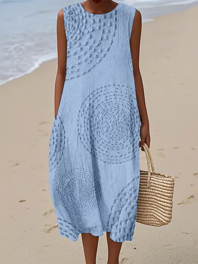 Eliza | Soft Embroidered Sleeveless Midi Dress
