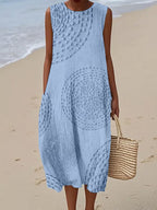 Eliza | Soft Embroidered Sleeveless Midi Dress