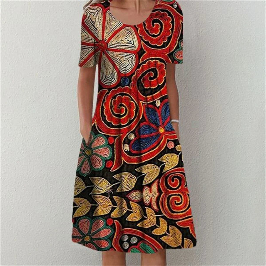 Mary - Classic Style Floral Print Dress