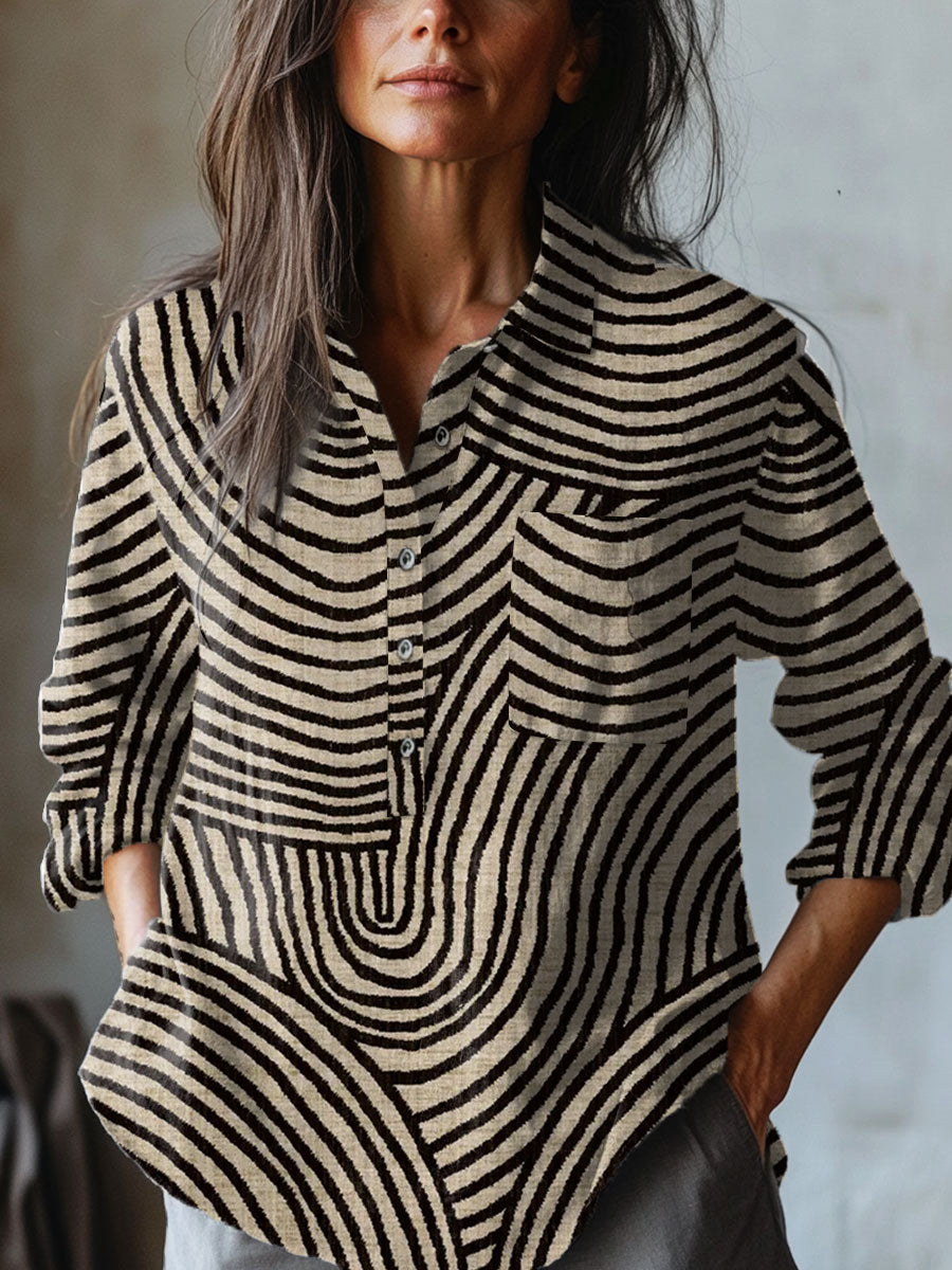 Rita | Abstract Striped Print Shirt