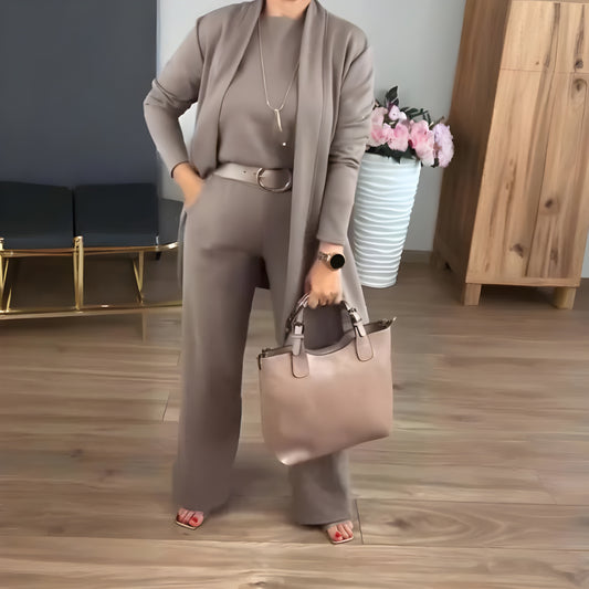Amina- Elegant 3-piece set including a long cardigan