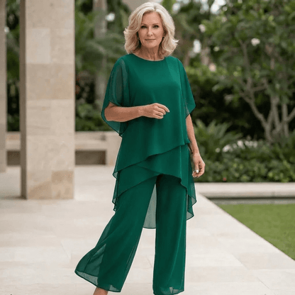 Suit with Draped Palazzo Pants - Margaret & Julia
