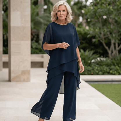 Suit with Draped Palazzo Pants - Margaret & Julia
